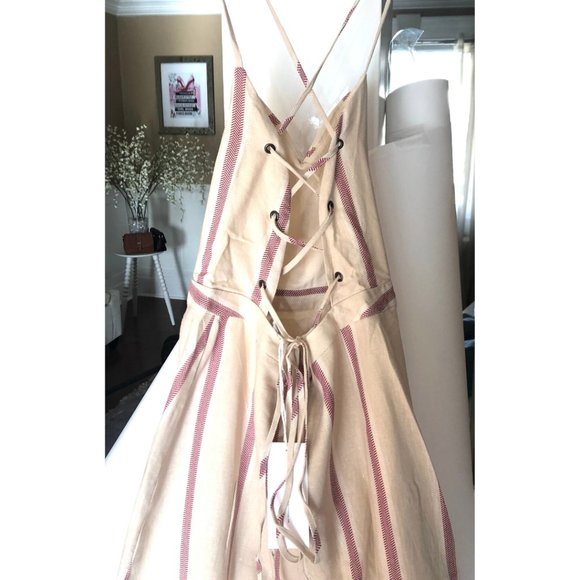 BACKLESS STRIPE LINEN DRESS - Picture 7 of 8